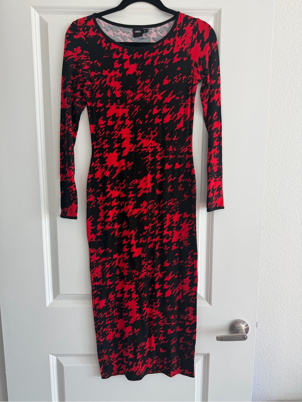 ASOS Black and Red Printed Midi Dress